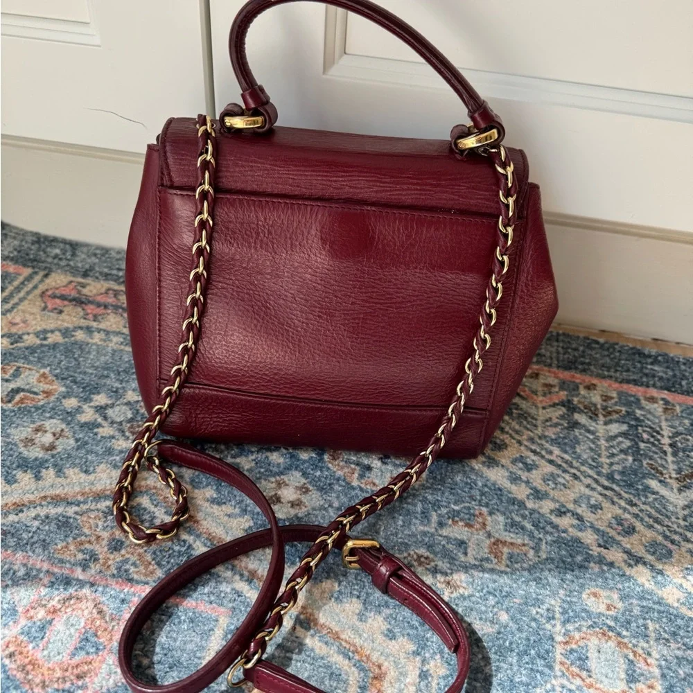 Salvatore Ferragamo burgundy bow leather crossbody handbag chain top handle bag - Picture 5 of 10